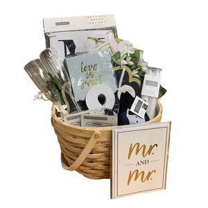 Mr & Mr Gay Men Grooms Tux Socks Banner Decorations Engagement Gift Basket